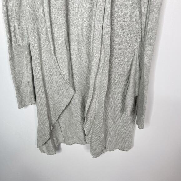 Leith M Heather Gray Cotton Wool Blend Open Front Long Length Cardigan Sweater - Picture 4 of 10